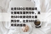 北京SEO公司网站优化策略及案例分析,高效SEO关键词优化案例分析,北京SEO公司实战指南 北京SEO公司网站优化策略及案例分析,高效SEO关键词优化案例分析,北京SEO公司实战指南
