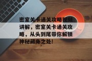 密室关卡通关攻略视频讲解，密室关卡通关攻略，从头到尾带你解锁神秘藏身之处!