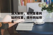 深入解析，如何查看网站的权重，提升网站排名