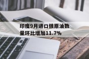 印度9月进口俄原油数量环比增加11.7%