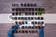 SEO: 专业帮助你提升网站流量和质量的重要性，如何使用SEO提高网站流量与质量，专业指导，搜索引擎优化，提升网站流量与质量的策略与技巧