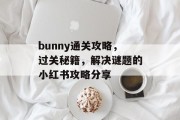 bunny通关攻略,过关秘籍,解决谜题的小红书攻略分享
