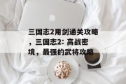 三国志2用剑通关攻略,三国志2: 高战密境,最强的武将攻略