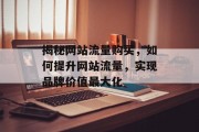 揭秘网站流量购买，如何提升网站流量，实现品牌价值最大化