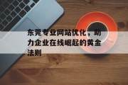东莞专业网站优化，助力企业在线崛起的黄金法则