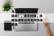 马上通关 RPG攻略指南！，通关秘籍，攻略指南告诉你如何秒杀游戏