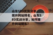 山东SEO优势分享,提升网站排名,山东SEO实战分享,如何提升网站排名?