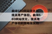 曲靖SEO网站优化与提高用户体验，曲靖SEO网站优化，提高用户体验的策略及实践