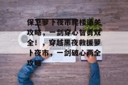 保卫萝卜夜市爬楼通关攻略，一剑穿心智勇双全！，穿越黑夜救援萝卜夜市，一剑破心两全攻略