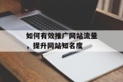 如何有效推广网站流量，提升网站知名度