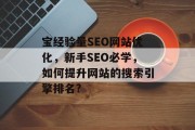 宝经验量SEO网站优化，新手SEO必学，如何提升网站的搜索引擎排名?