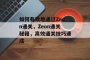 如何有效地通过Zeon通关,Zeon通关秘籍,高效通关技巧速成