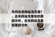 为何企业网站没流量？，企业网站流量低的原因分析，企业网站流量低原因分析