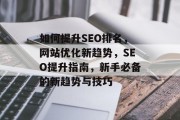 如何提升SEO排名,网站优化新趋势,SEO提升指南,新手必备的新趋势与技巧 如何提升SEO排名,网站优化新趋势,SEO提升指南,新手必备的新趋势与技巧
