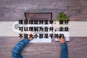 隆基绿能钟宝申：兼并可以理解为合并，企业不管大小都是平等的