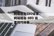 网站后台SEO设置，网站后台 SEO 设置技巧分享