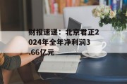 财报速递：北京君正2024年全年净利润3.66亿元