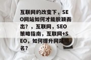 互联网的改变下，SEO网站如何才能脱颖而出？，互联网，SEO策略指南，互联网+SEO，如何提升网站排名？
