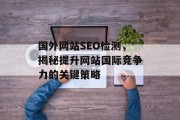 国外网站SEO检测，揭秘提升网站国际竞争力的关键策略