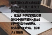 侠客第9关通关攻略是什么?以下是一些关于侠客第9关的通关攻略。这是针对玩家在武侠游戏中进行第9关挑战的一些指导和建议。，侠客第9关攻略，新手入门指南