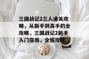 三国战记2三人通关攻略，从新手到高手的全攻略，三国战记2新手入门指南，全程攻略