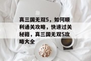 真三国无双5,如何顺利通关攻略,快速过关秘籍,真三国无双5攻略大全
