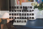 青岛双星:关于发行股份及支付现金购买资产并募集配套资金暨关联交易事项获得青岛市国资委批复的公告