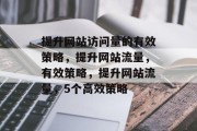 提升网站访问量的有效策略,提升网站流量,有效策略,提升网站流量,5个高效策略