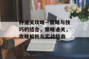 种通关攻略—策略与技巧的结合，策略通关，攻略解析与实战指南