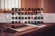 希望谷单人通关攻略大全，从挑战到成功！，快速通关谷单人通关攻略大全，全方位攻略秘籍