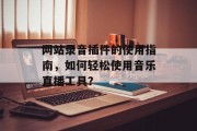 网站录音插件的使用指南，如何轻松使用音乐直播工具？