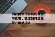 揭秘网站排名刷的真相与危害，教你如何正确提升网站排名