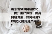 山东省SEO网站优化,提升用户体验,提高网站流量,如何利用SEO优化提升用户体验?