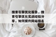 搜索引擎优化报告，搜索引擎优化实战经验分享，如何提升网站排名?