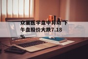 众巢医学盘中异动 下午盘股价大跌7.18%