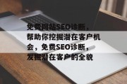 免费网站SEO诊断，帮助你挖掘潜在客户机会，免费SEO诊断，发掘潜在客户的全貌