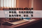 在线流量网站查询与使用指南，在线流量网站查询与使用，安全、效率及隐私指南