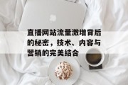 直播网站流量激增背后的秘密，技术、内容与营销的完美结合