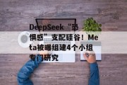 DeepSeek“恐惧感”支配硅谷！Meta被曝组建4个小组专门研究
