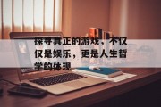 探寻真正的游戏，不仅仅是娱乐，更是人生哲学的体现