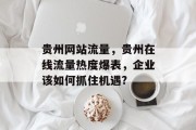 贵州网站流量,贵州在线流量热度爆表,企业该如何抓住机遇? 贵州网站流量,贵州在线流量热度爆表,企业该如何抓住机遇?