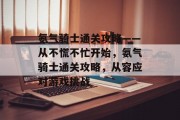 氨气骑士通关攻略——从不慌不忙开始，氨气骑士通关攻略，从容应对游戏挑战