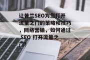 让普兰SEO为您打开流量之门的策略和技巧，网络营销，如何通过 SEO 打开流量之门?
