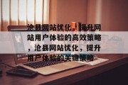 沧县网站优化，提升网站用户体验的高效策略，沧县网站优化，提升用户体验的关键策略
