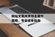 网站文章内页排名提升策略，专业接单指南
