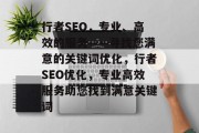 行者SEO，专业、高效的服务——寻找您满意的关键词优化，行者SEO优化，专业高效服务助您找到满意关键词