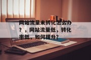 网站流量未转化怎么办？，网站流量低，转化率低，如何提升？