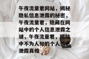 午夜流量君网站，揭秘隐私信息泄露的秘密，午夜流量君，隐藏在网站中的个人信息泄露之谜，午夜流量君，网站中不为人知的个人信息泄露真相