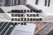 高效运营高流量网站的实战指南，实战指南，高效运营高流量网站提升用户体验