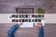 网站没权重？揭秘提升网站权重的五大策略